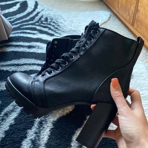 Platform Heeled Combat Boots